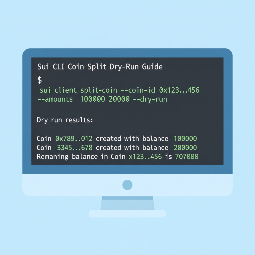 terminal showing Sui CLI coin split dry-run command