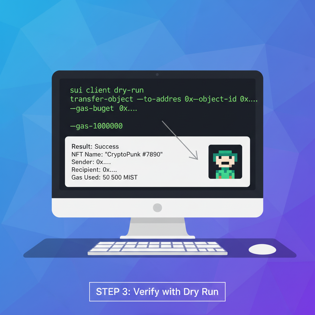 terminal executing Sui transfer-object dry-run for NFT