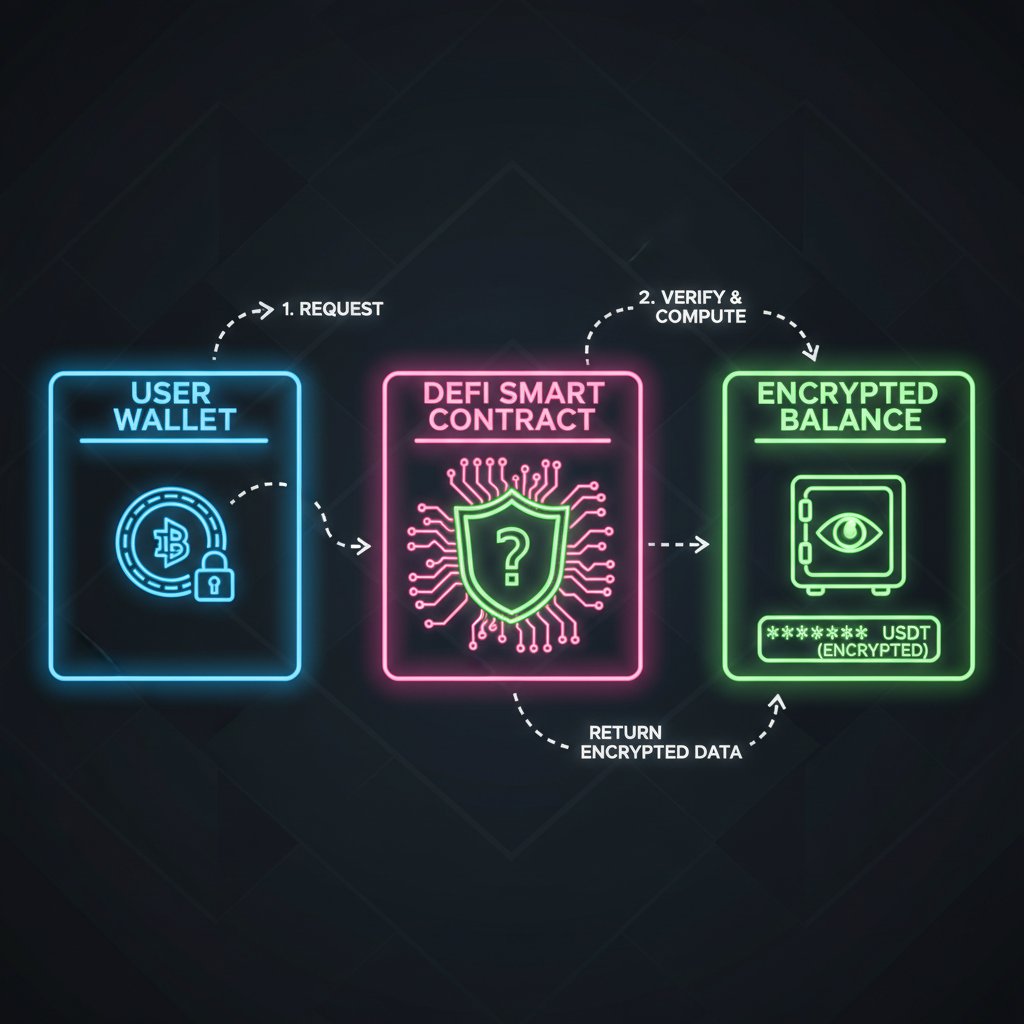 defi smart contract encrypted balance check visualization neon