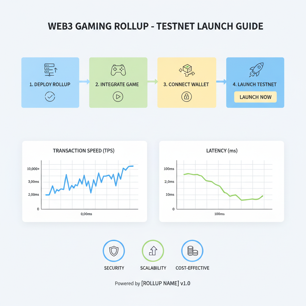 testnet launch interface for Web3 gaming rollup with performance graphs