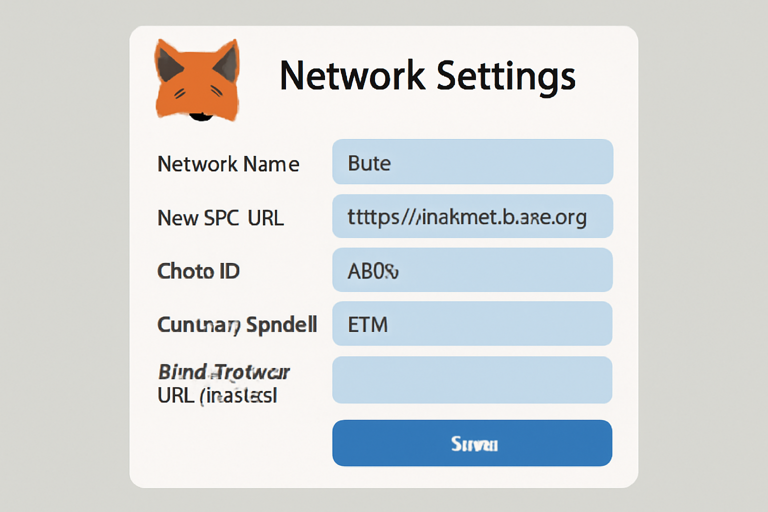 A digital illustration showing MetaMask network settings with Base network details being entered.