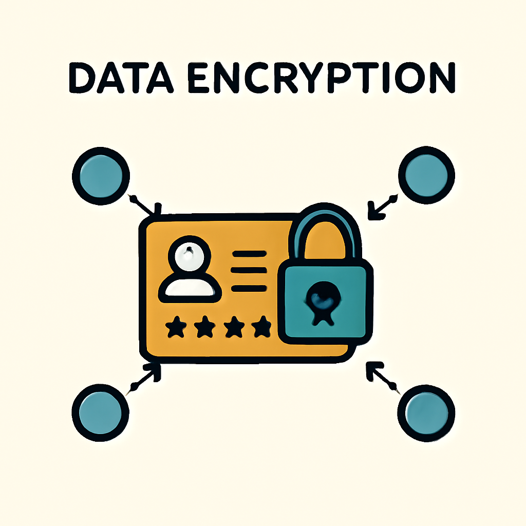 data encryption visualization, locked credentials dispersing to decentralized nodes