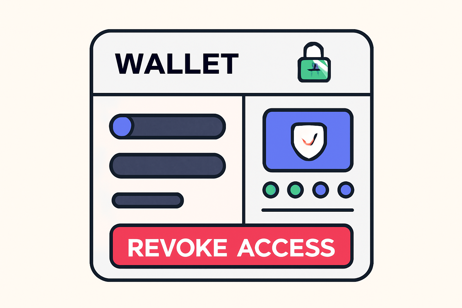 revoke access button in wallet dashboard, secure control panel