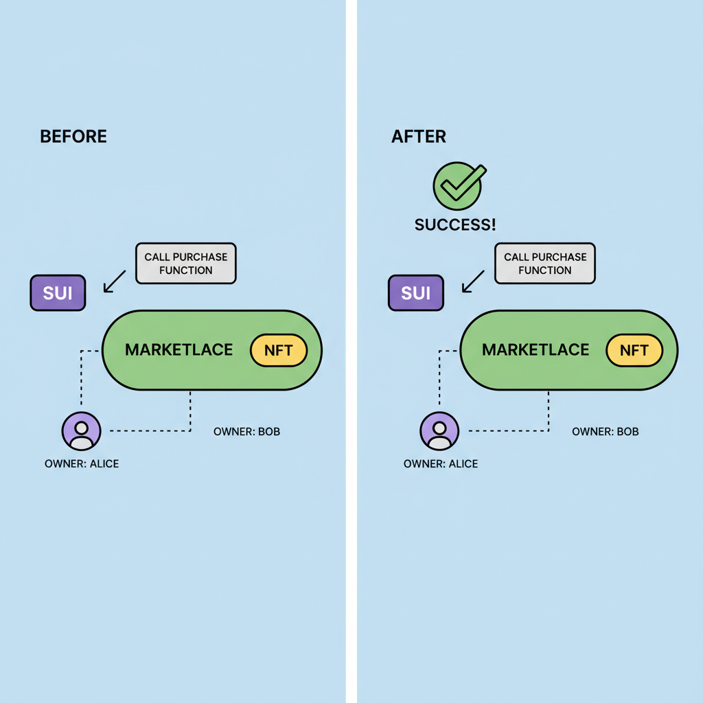 terminal sui call purchase function success before after object ownership change marketplace