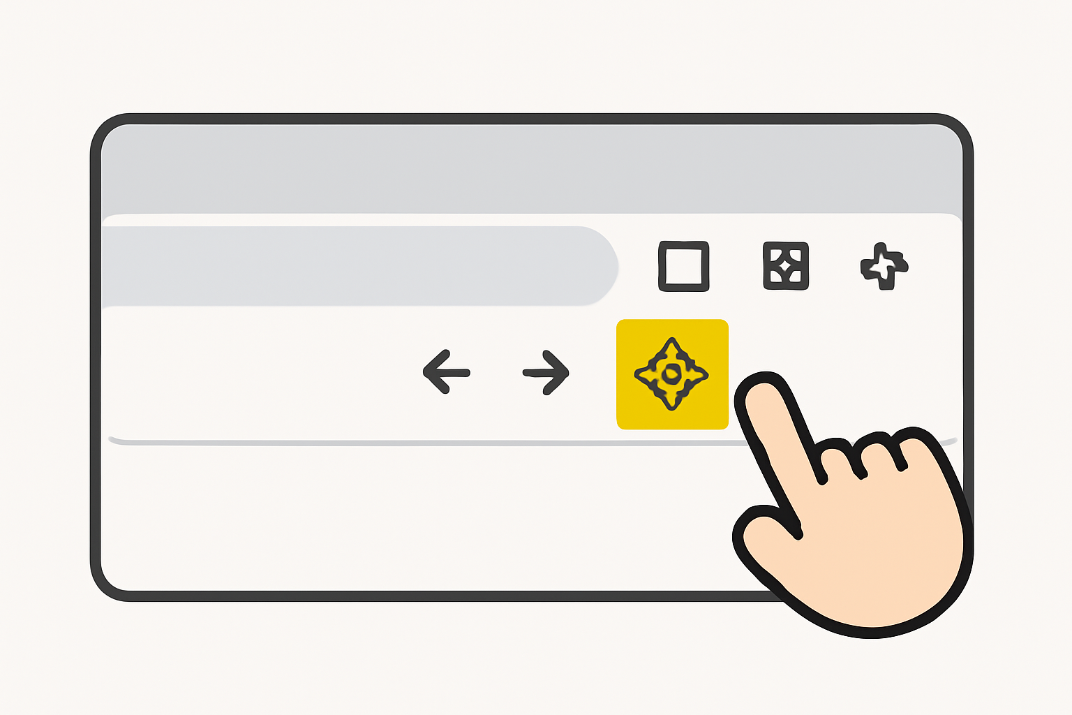 A browser toolbar with the Binance Wallet icon highlighted in yellow, and a hand clicking to pin it.