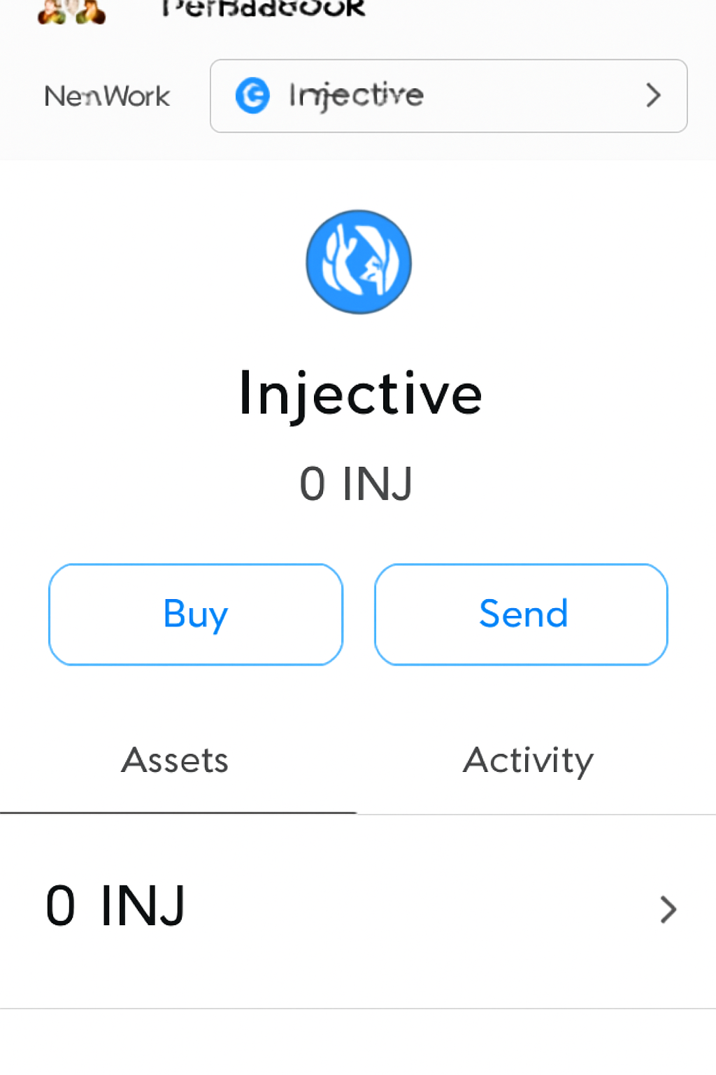 MetaMask network dropdown showing 'Injective' selected, wallet interface displaying Injective network.