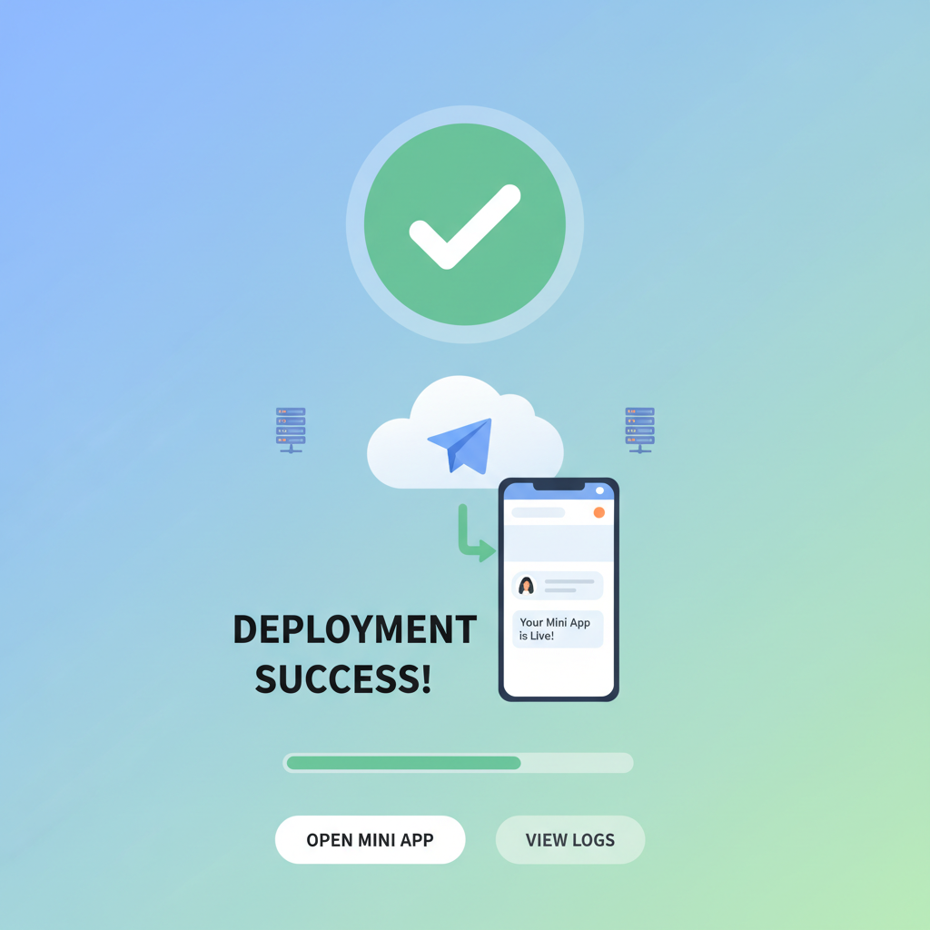 Deployment success screen for Telegram Mini App on cloud host