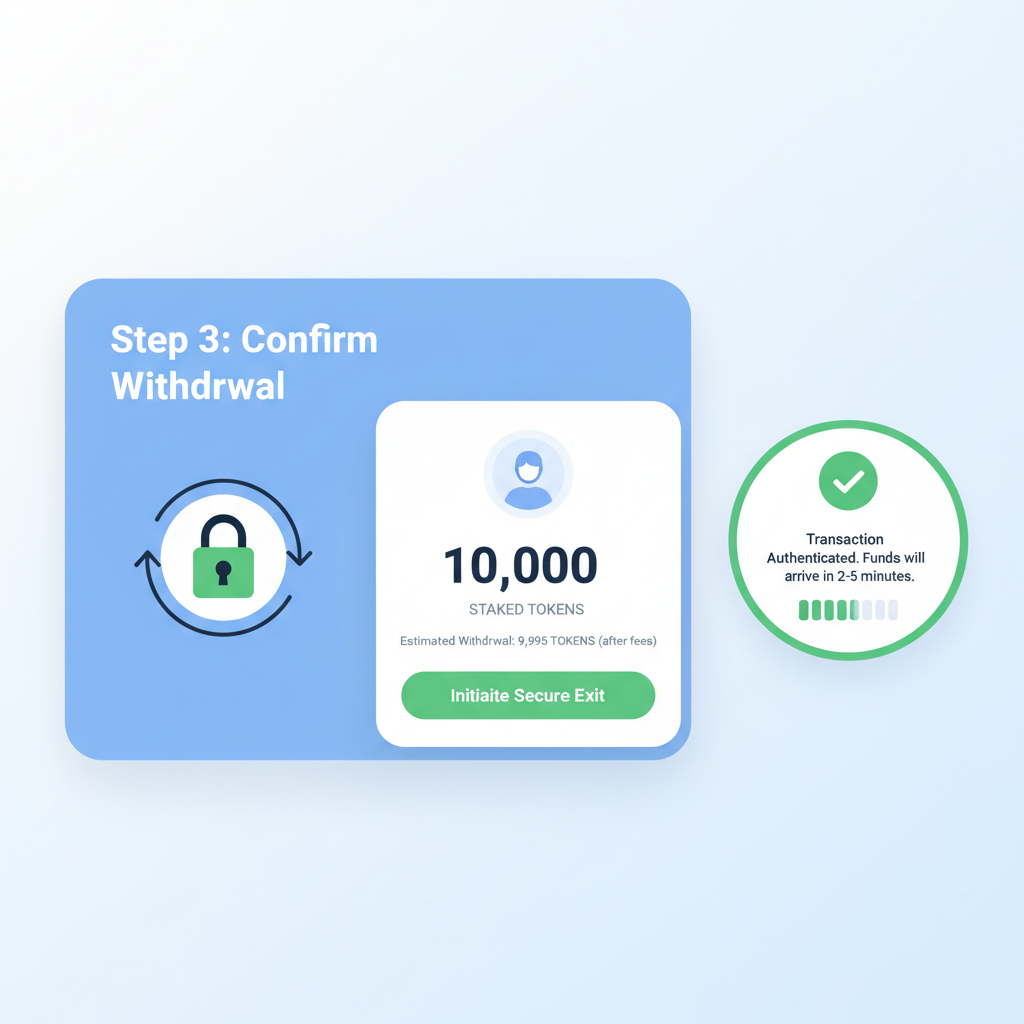 User withdrawing from staking pool, secure exit interface