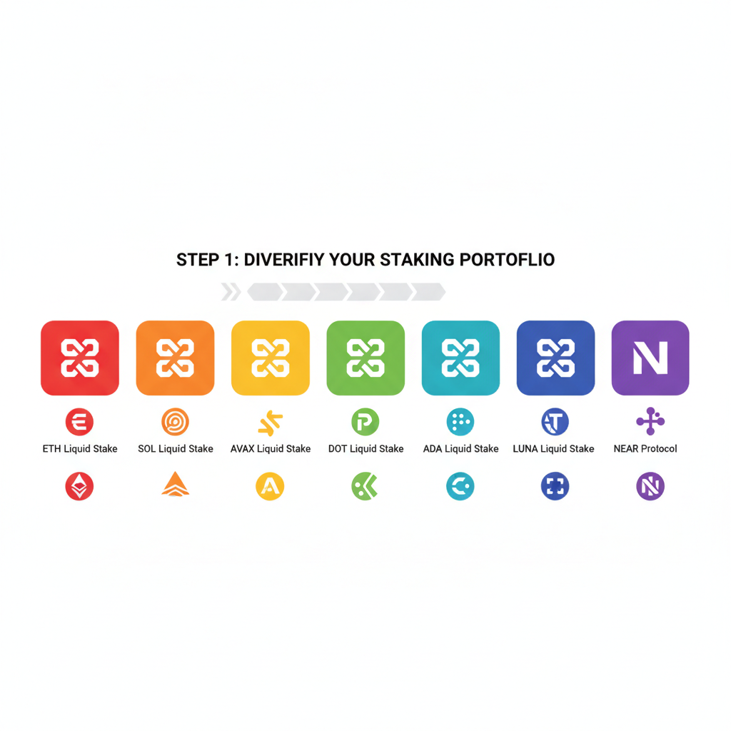 diversified portfolio liquid staking tokens rainbow blockchain icons