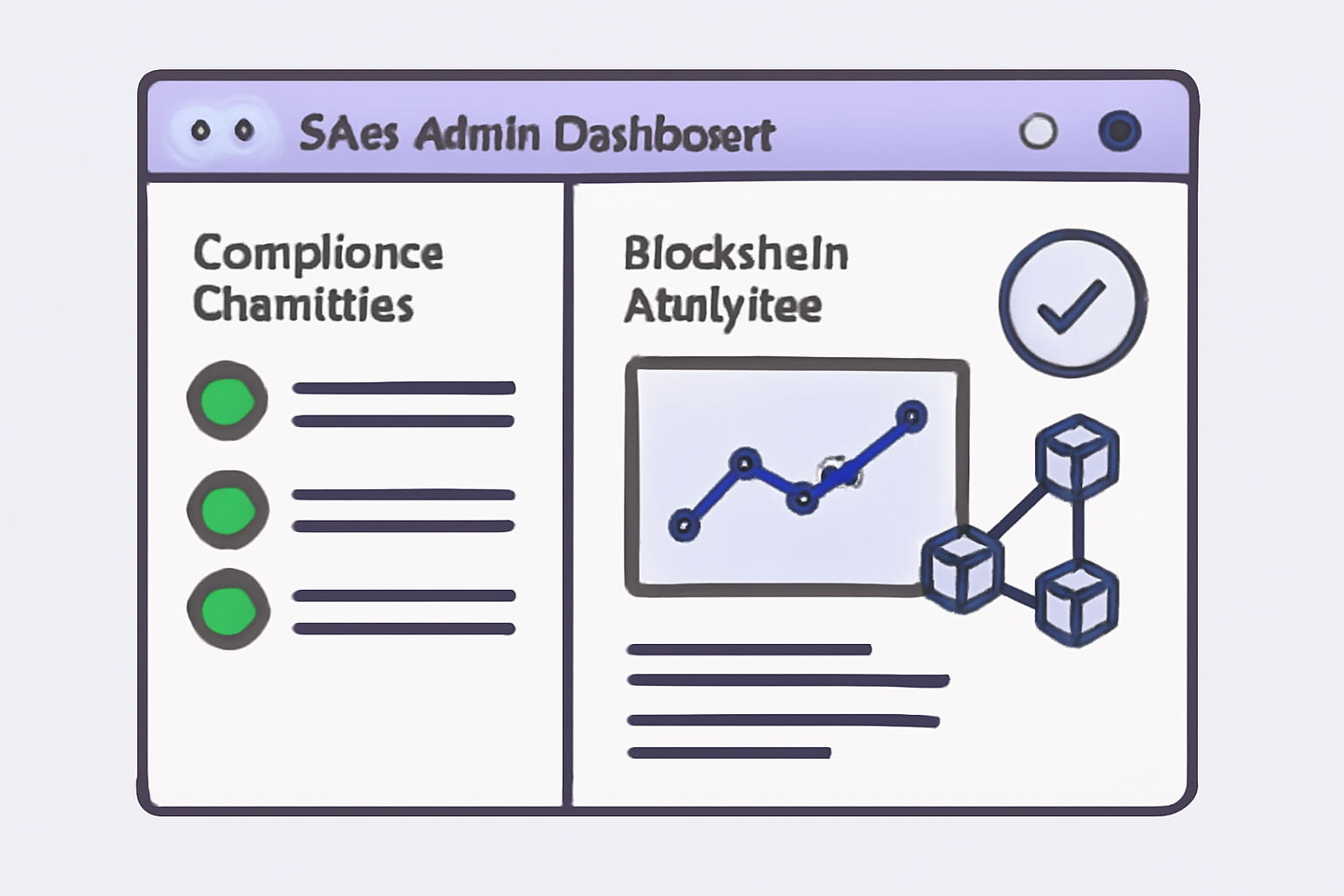 A SaaS admin dashboard with compliance checklists and blockchain analytics