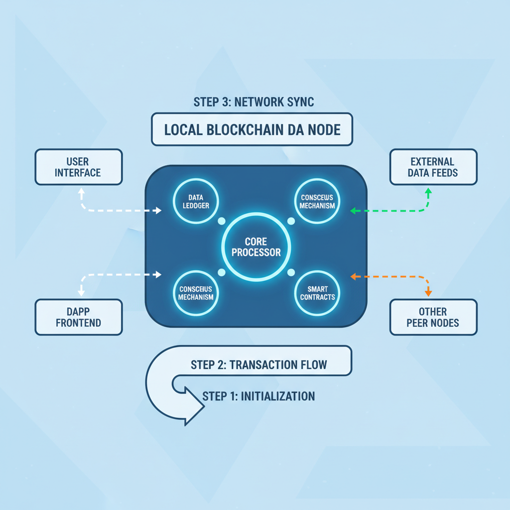 local blockchain da node diagram glowing nodes