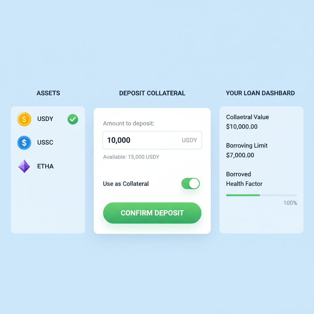 depositing USDY tokens as collateral in lending protocol UI