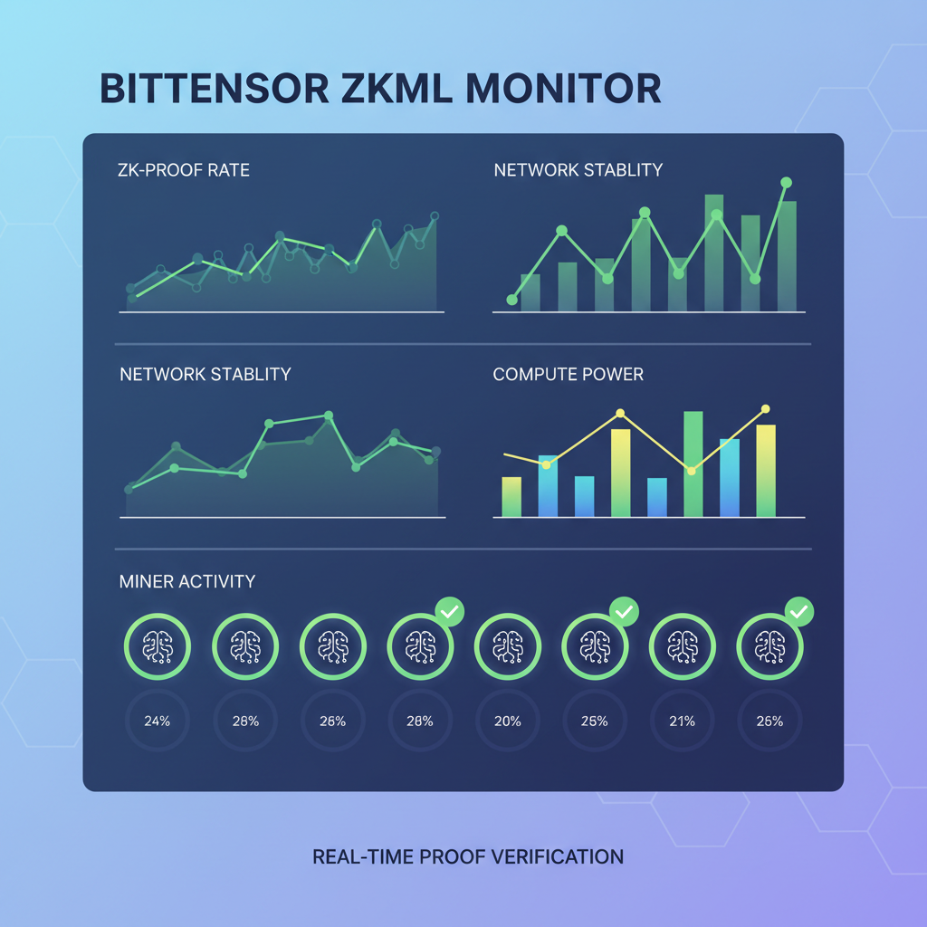 dashboard monitoring zkML proofs on Bittensor network, graphs spiking, miners proving in real-time