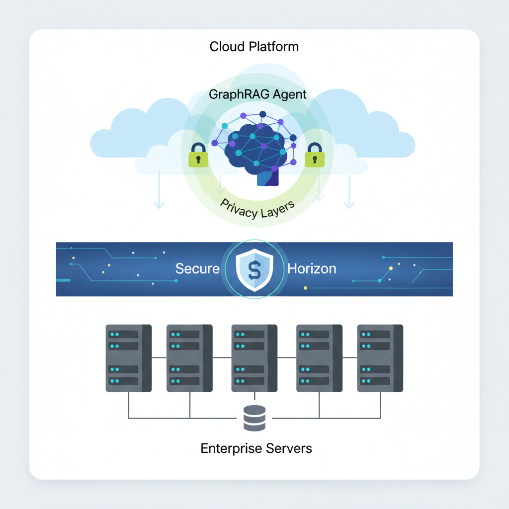 cloud deployment of GraphRAG agent with privacy layers, enterprise servers secure horizon