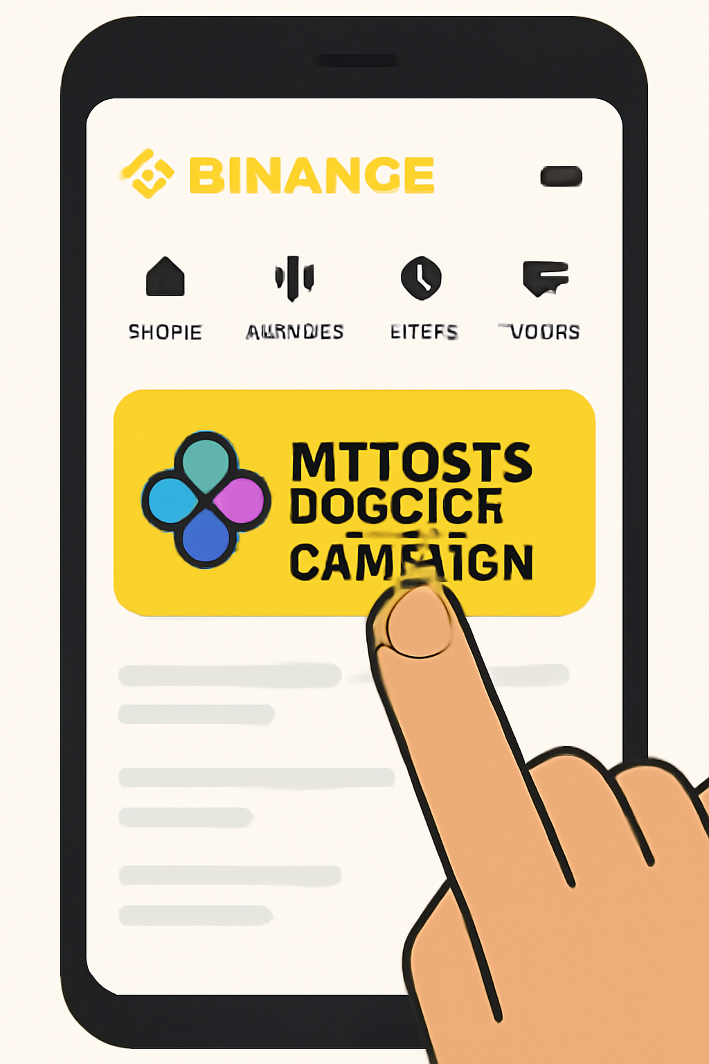 A finger tapping the Mitosis Booster Campaign banner on the Binance app homepage, with the campaign logo in view.