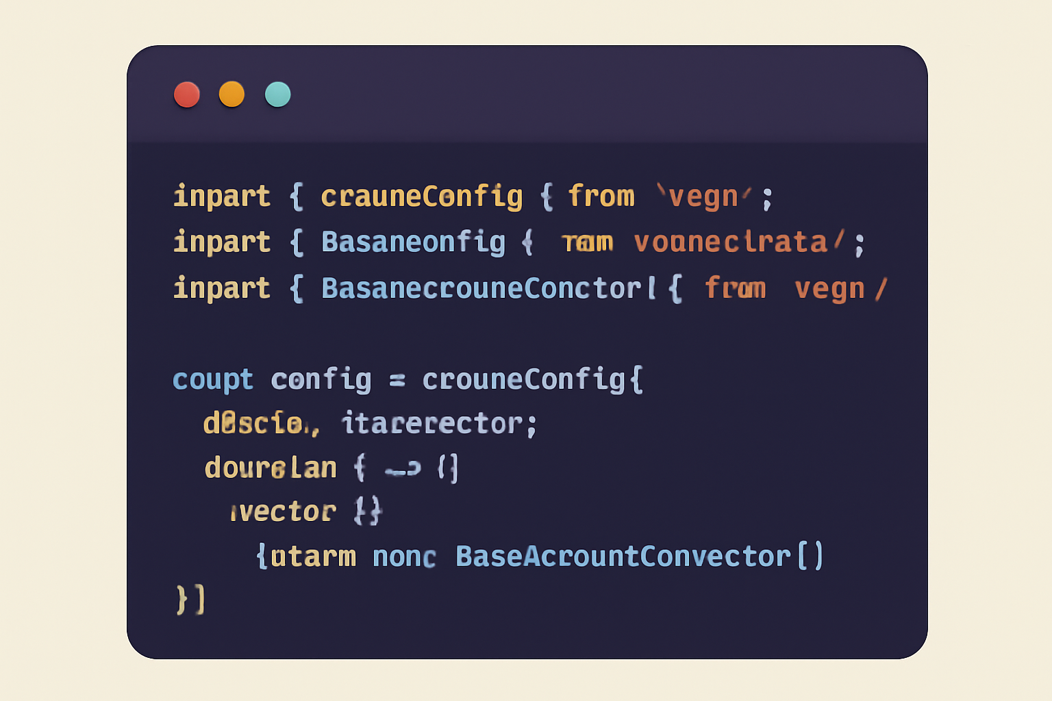 A code editor displaying JavaScript code configuring wagmi with baseSepolia and the Base Account connector.