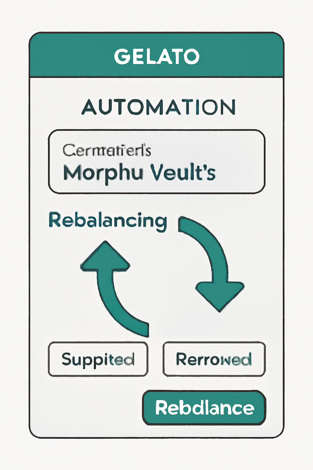 Gelato automation dashboard connected to Morpho vault, rebalancing arrows