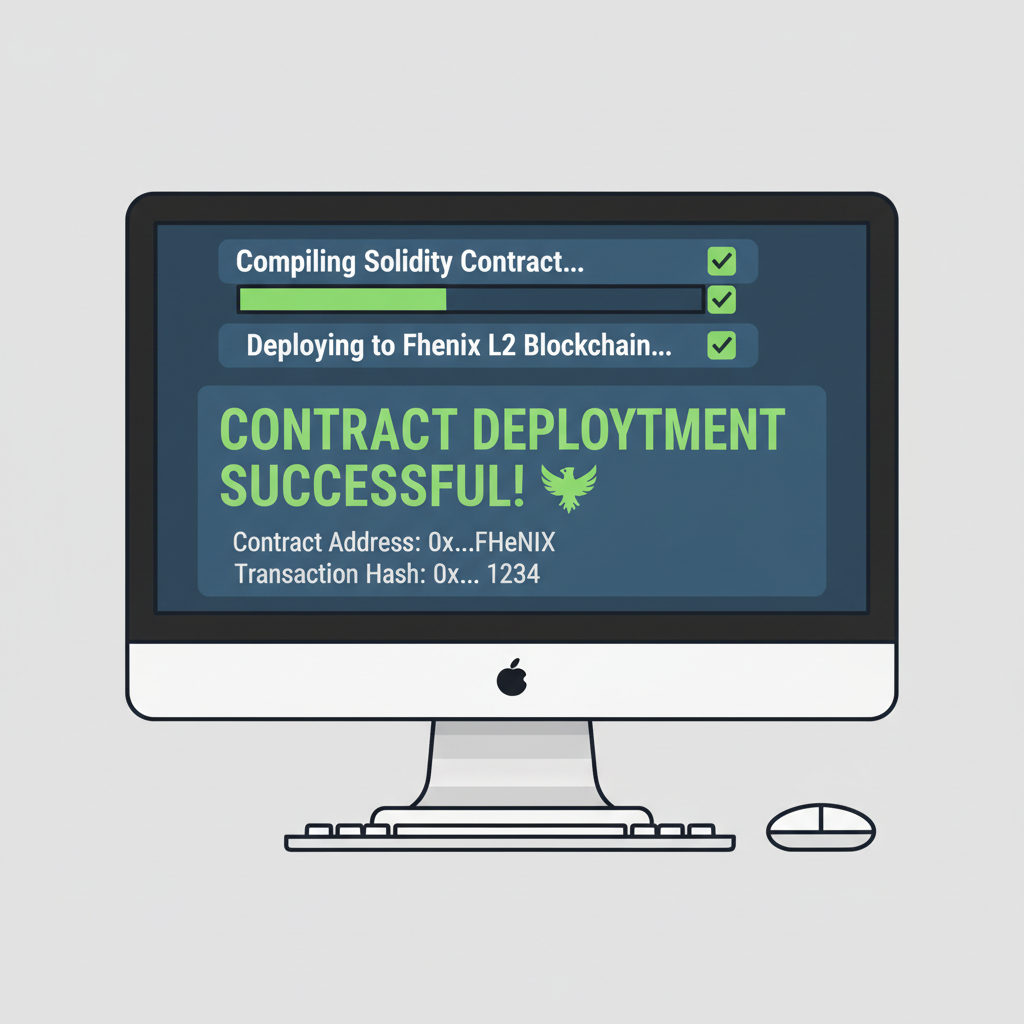 terminal deploying Solidity contract Fhenix L2 blockchain success
