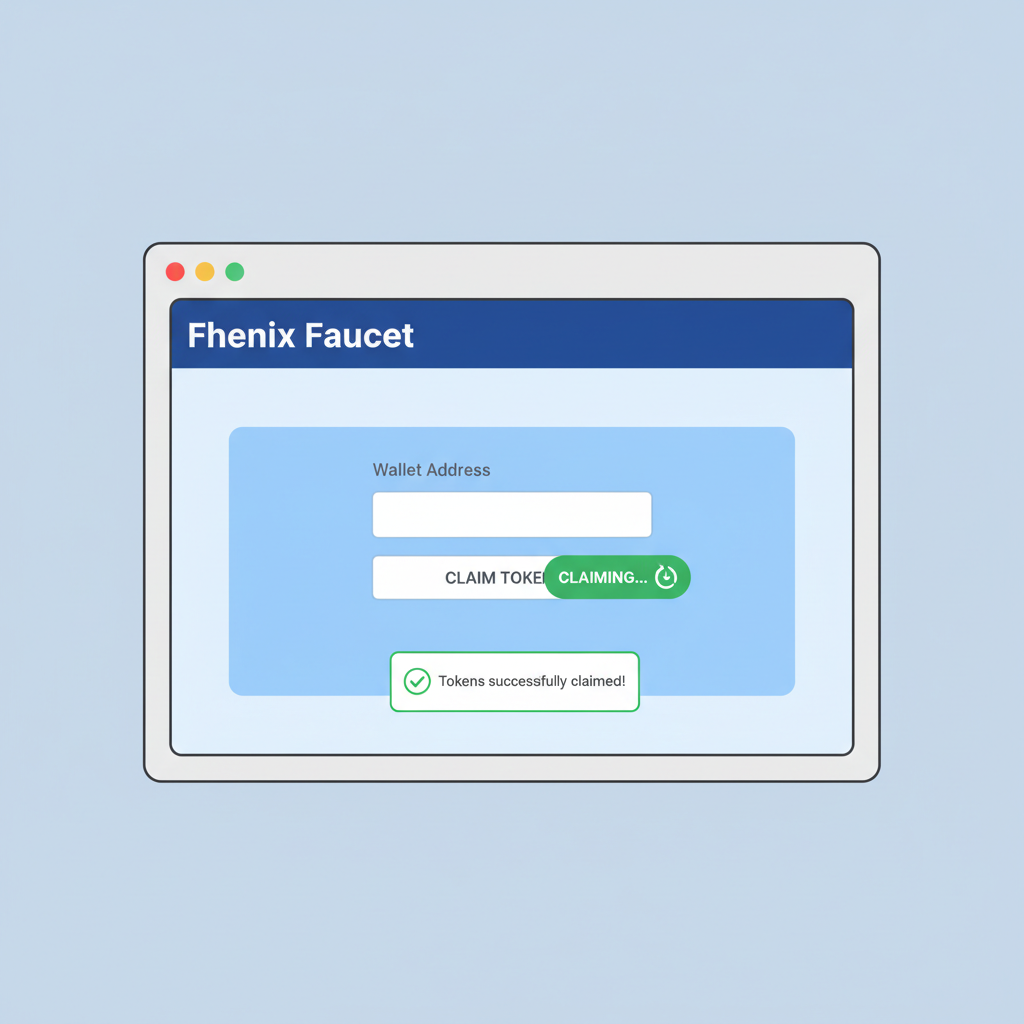 browser on Fhenix faucet page claiming tokens