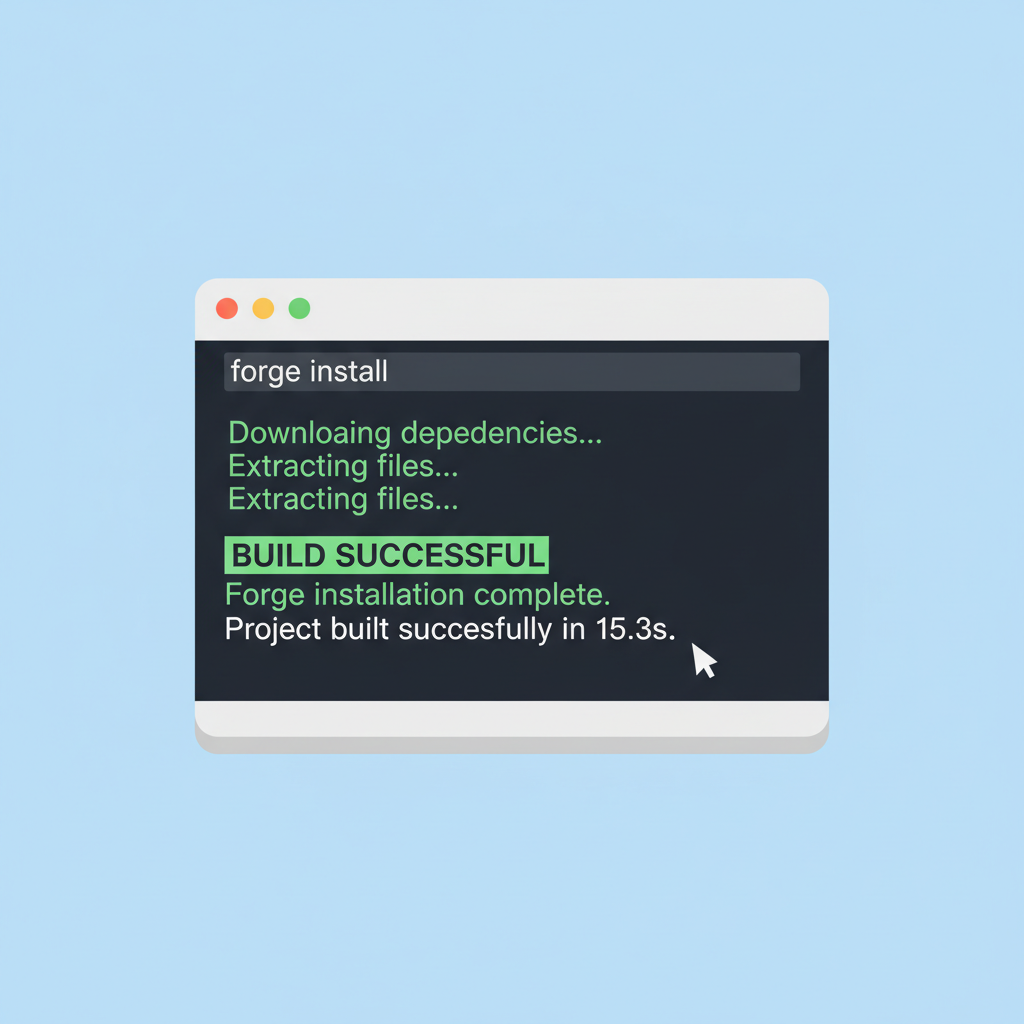 terminal running forge install and build successfully