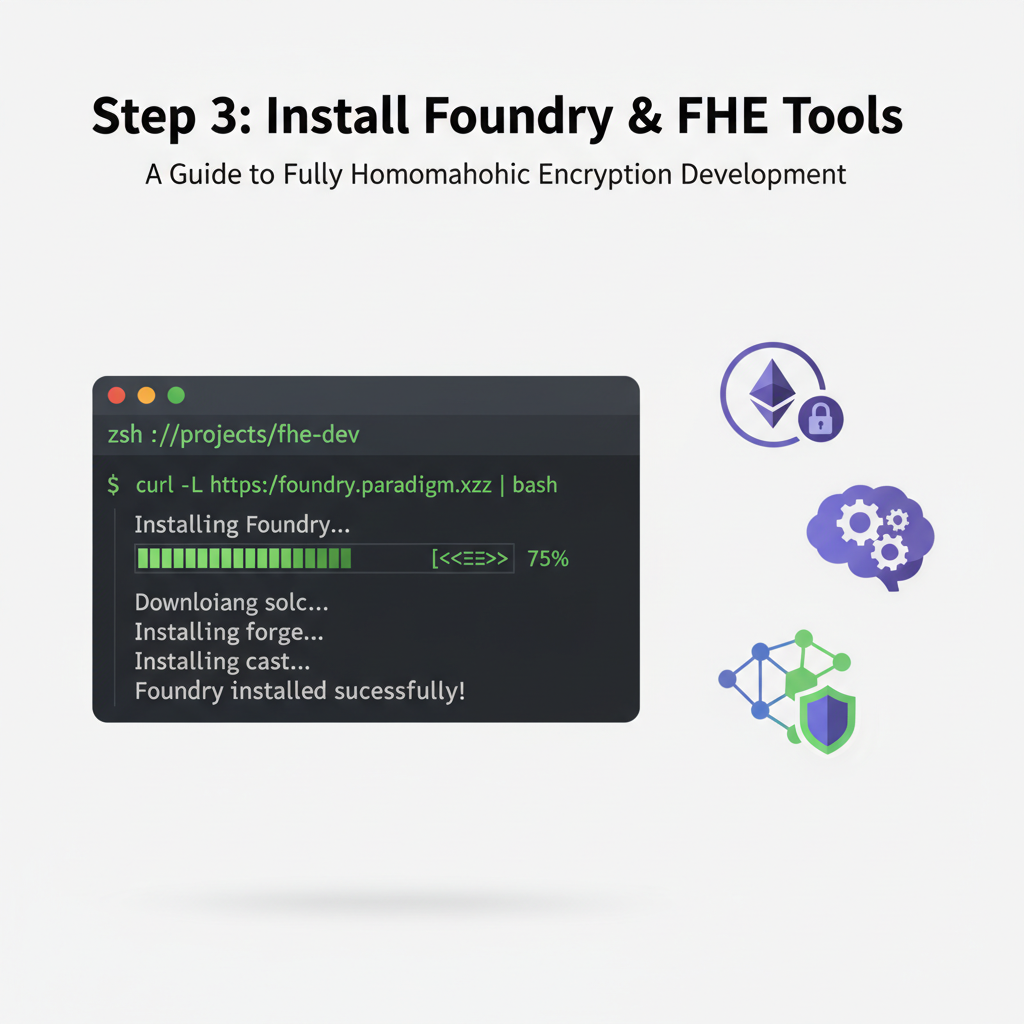 developer terminal installing Foundry tools Ethereum FHE icons