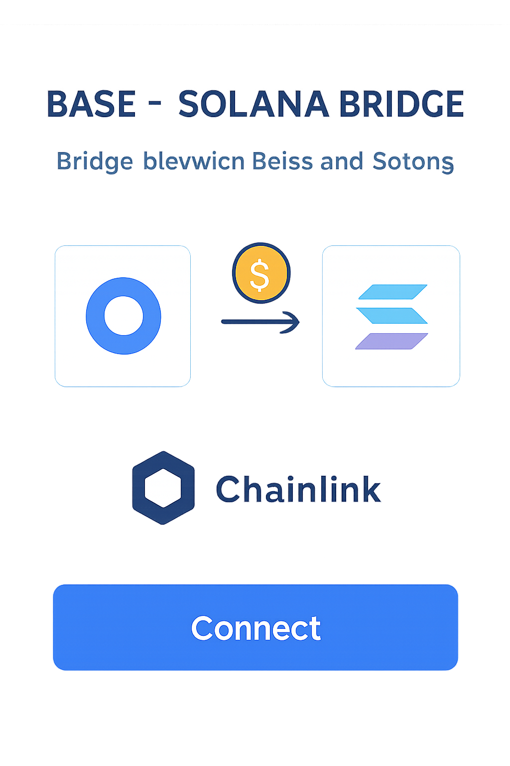 official Base-Solana bridge web interface, clean modern design, Chainlink logo, connect button highlighted