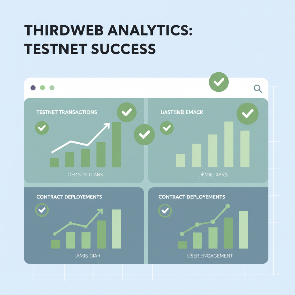 thirdweb analytics dashboard, testnet success graphs, green checkmarks