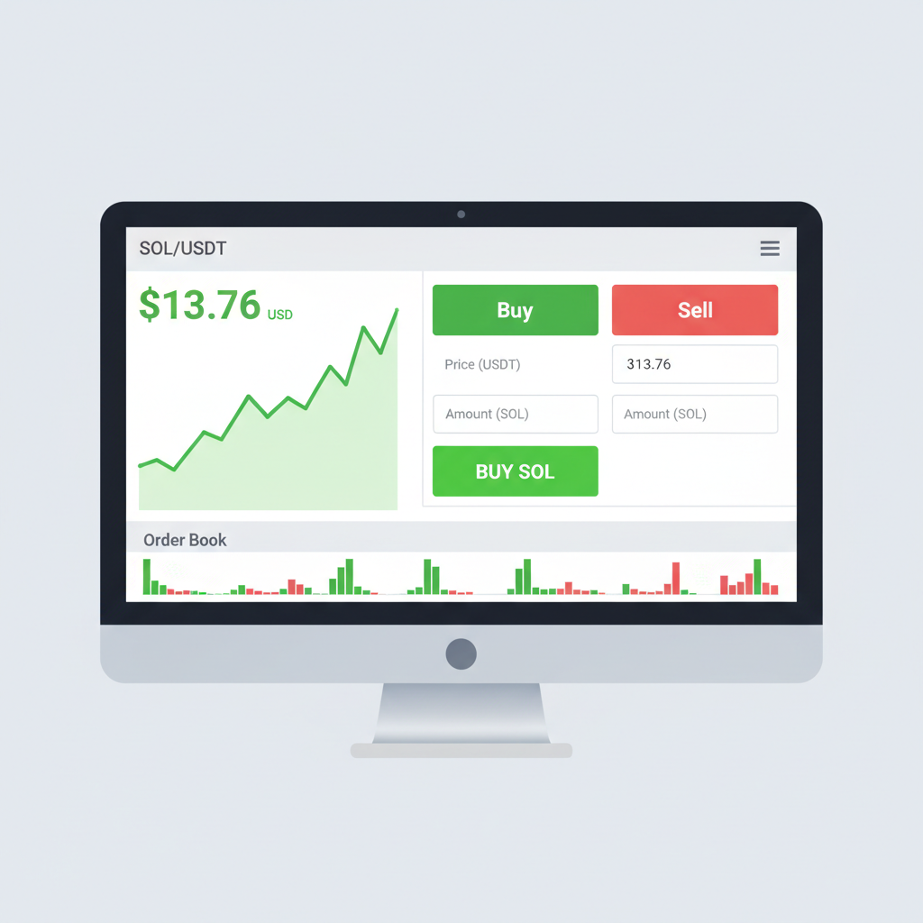 Binance exchange interface buying SOL at $113.76, green buy button highlighted