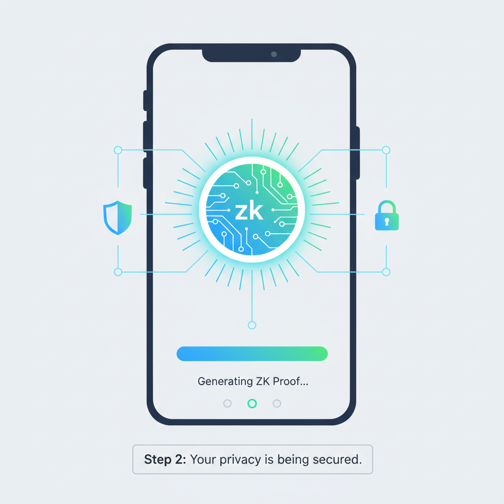 generating zk proof in wallet app glowing circuits proof icon