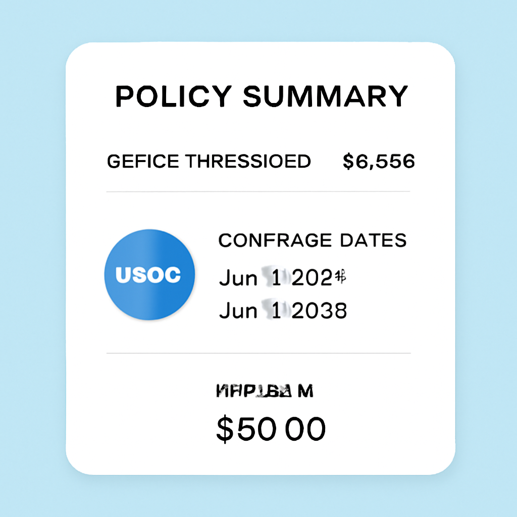 A policy summary screen with depeg threshold ($0.995), coverage dates, and premium amount clearly shown for USDC.