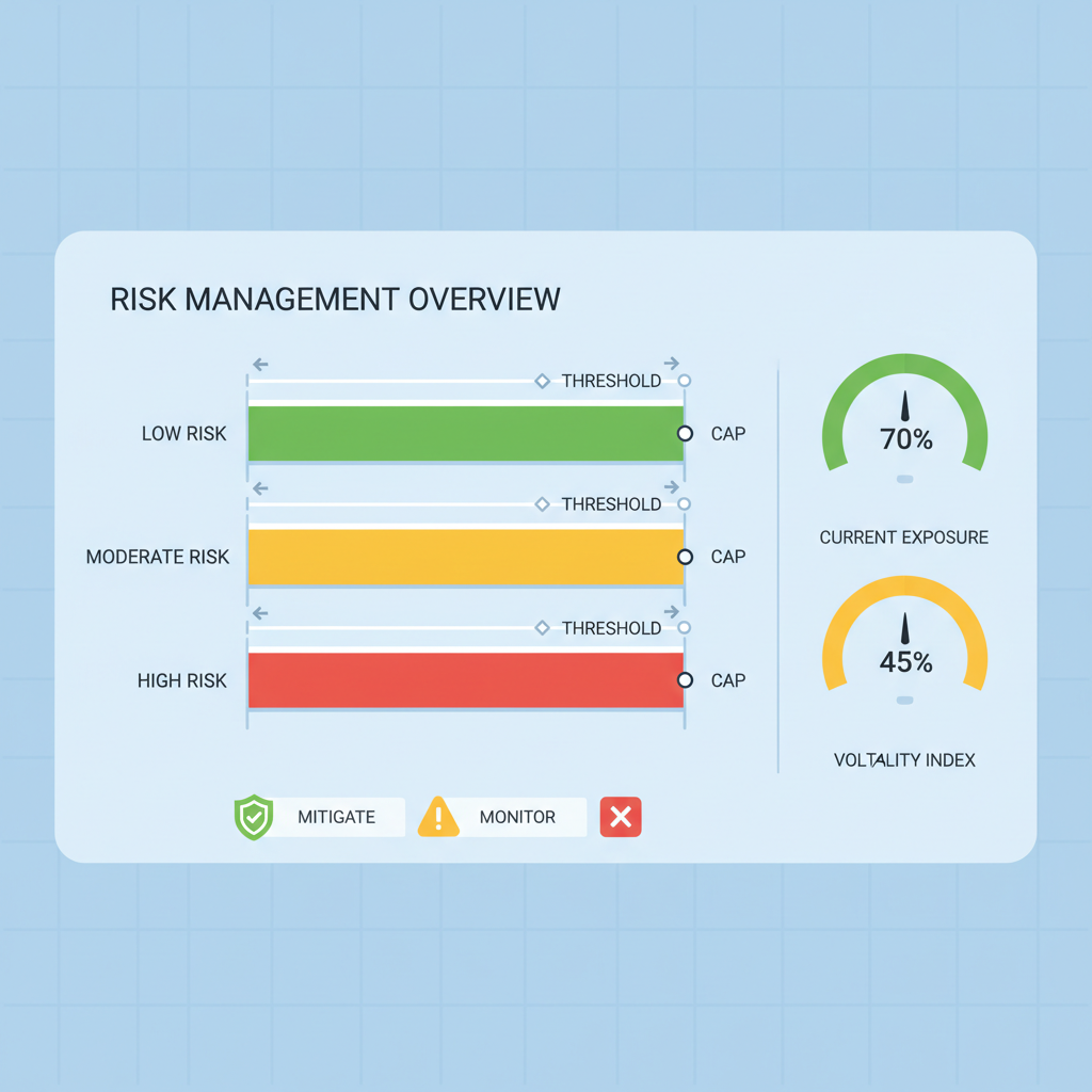 risk management chart with caps and thresholds on a financial dashboard