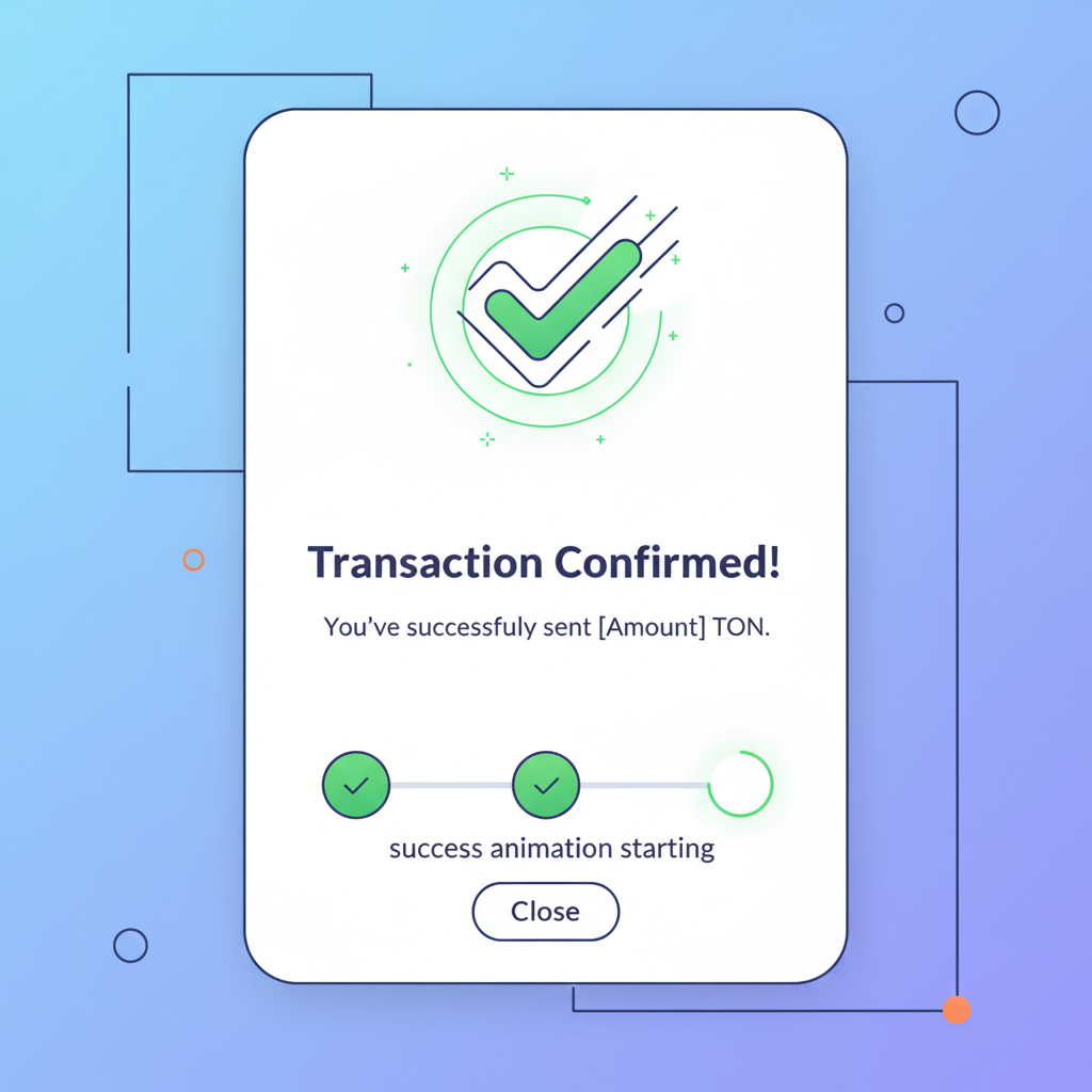 TON Wallet confirm swap button pressed, transaction pending animation mobile
