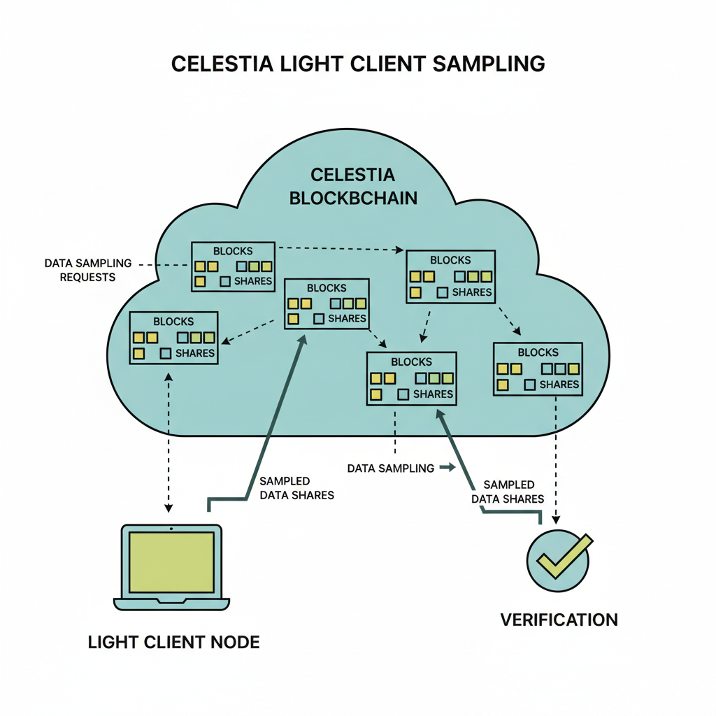 light client node sampling data shares from Celestia block diagram