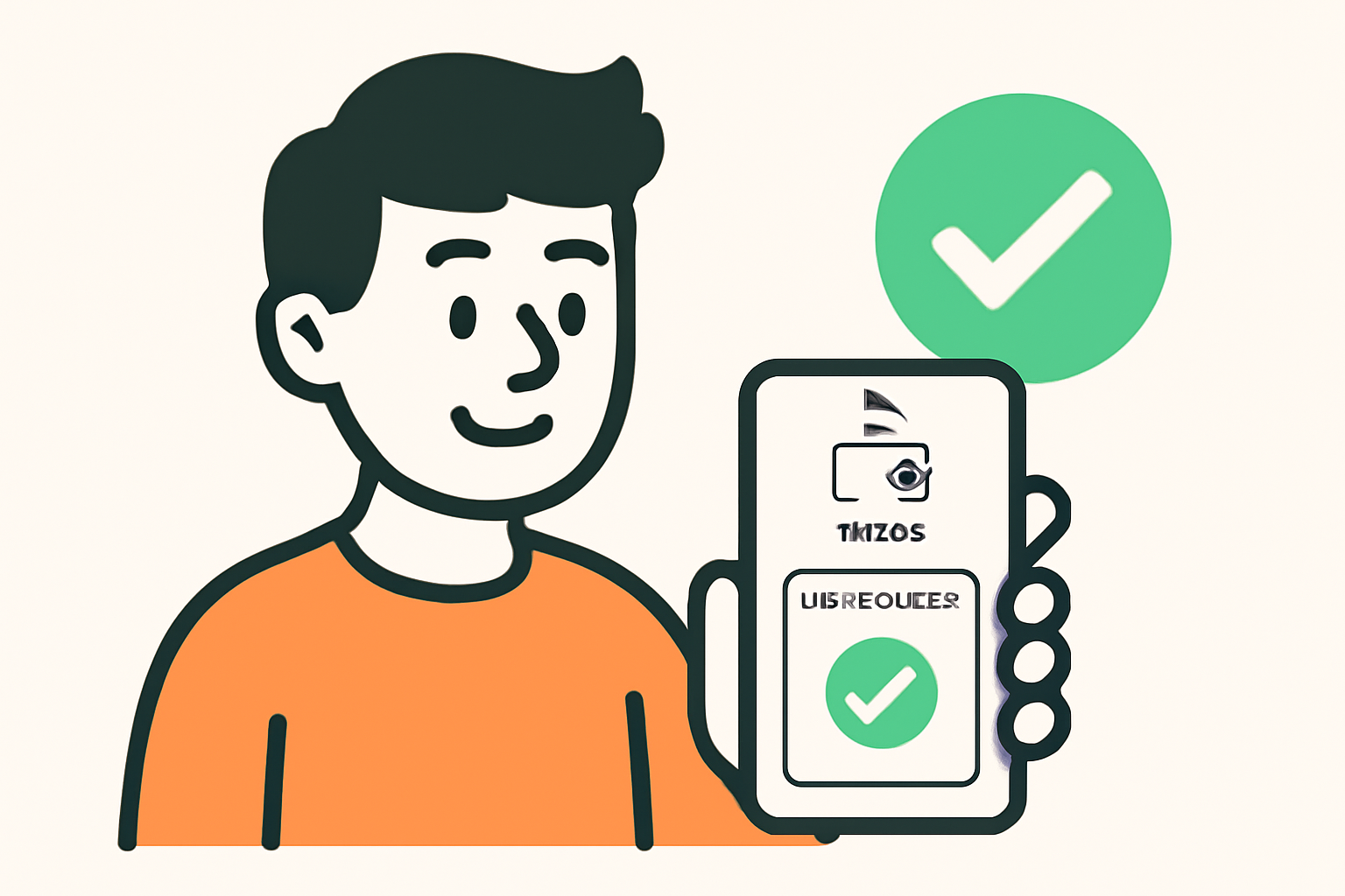 A user successfully receiving a digital credential in their wallet, with a green checkmark and a happy expression.