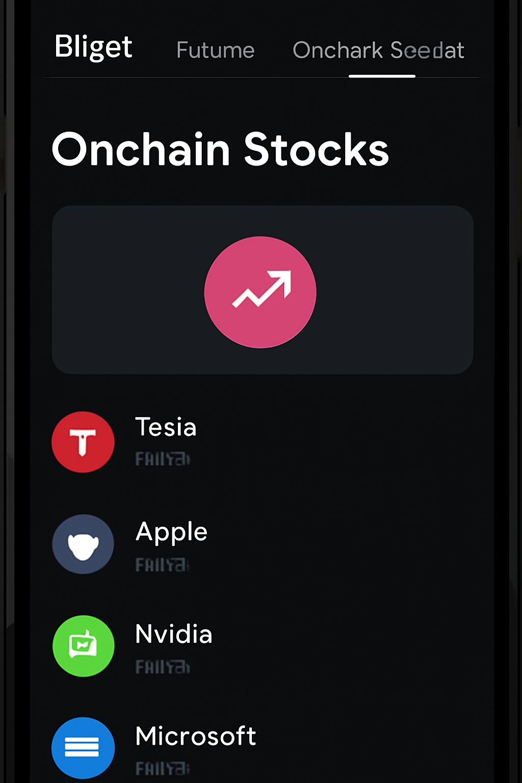Bitget app dashboard highlighting Onchain Stocks tab, sleek interface, stock icons, dark mode