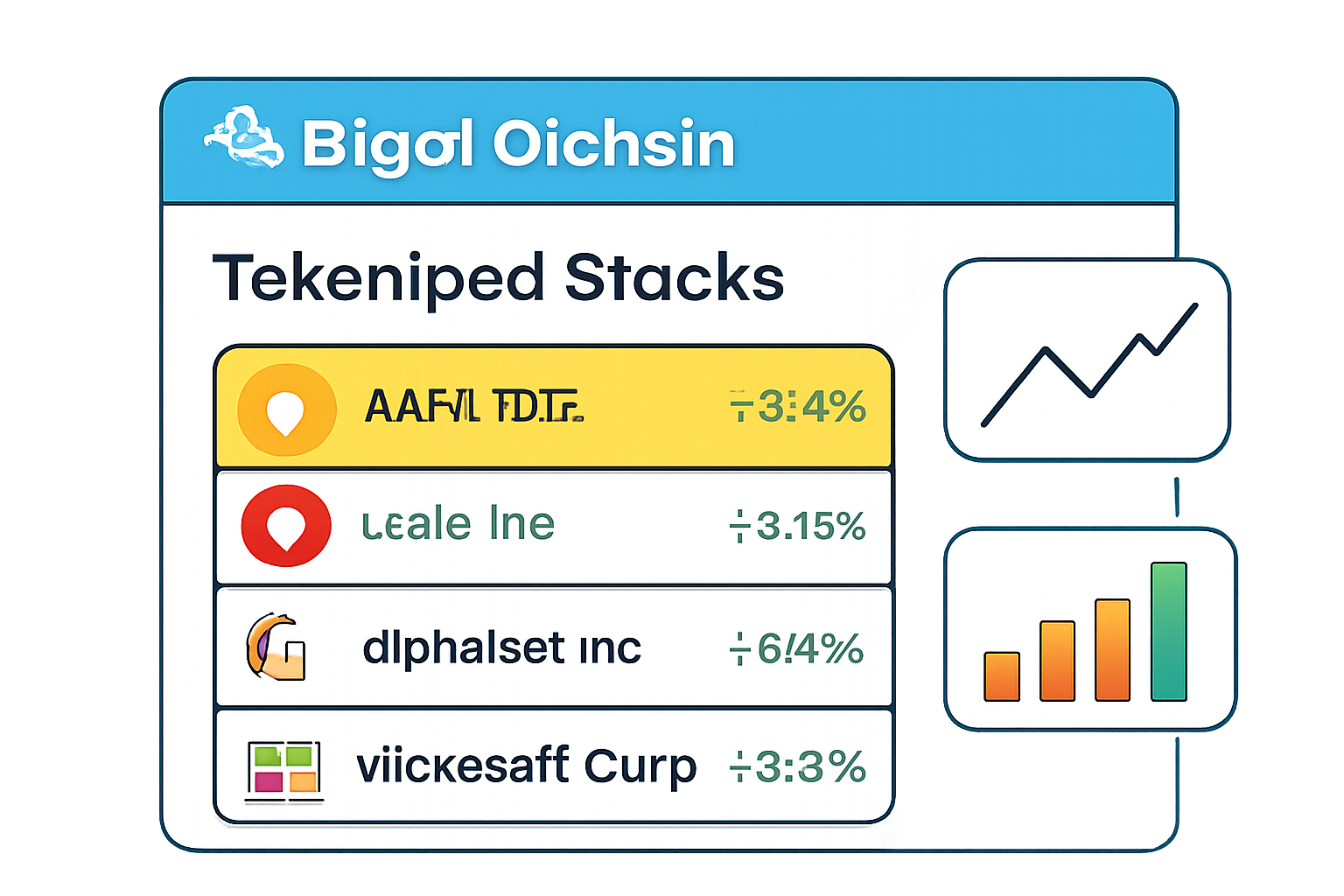 list of tokenized stocks on Bitget Onchain, AAPL ETF highlighted, charts and logos, vibrant UI