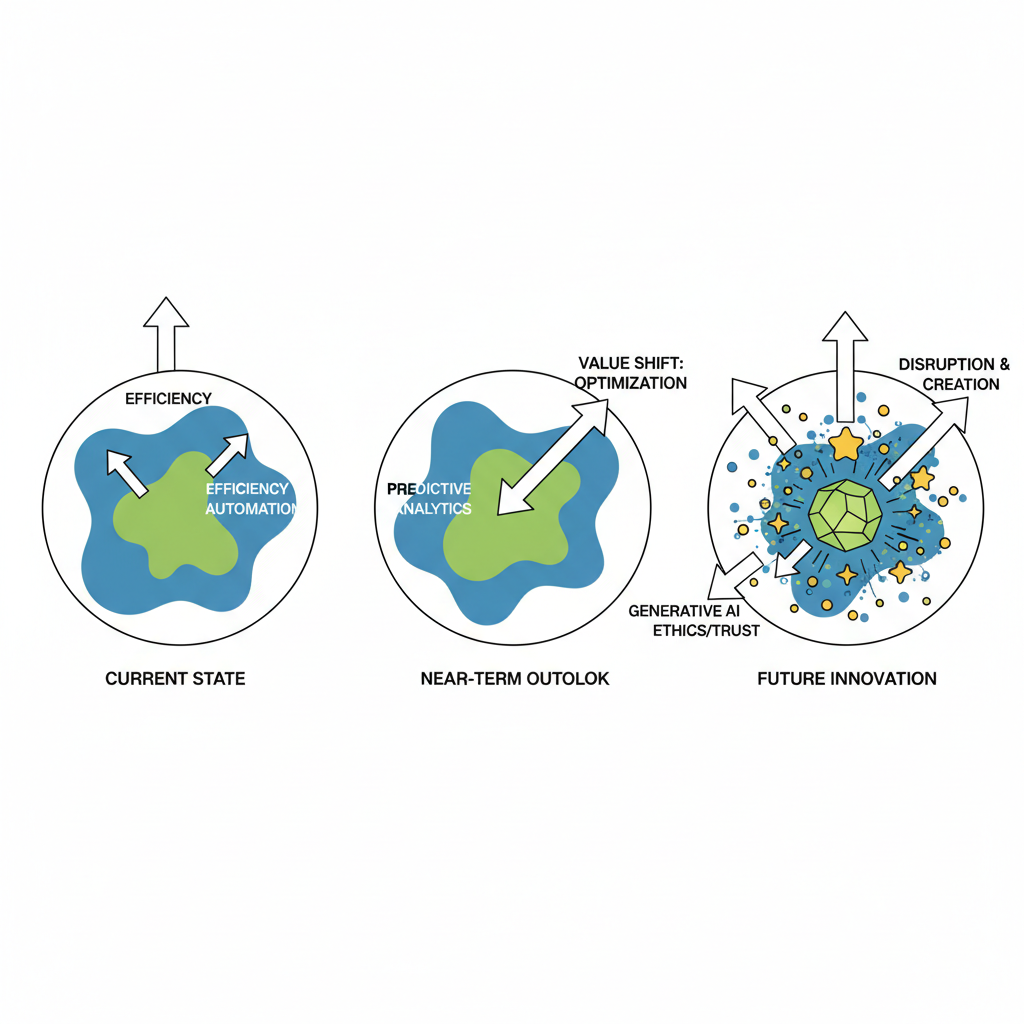 insightful charts interpreting AI blob trend forecasts with value shift arrows