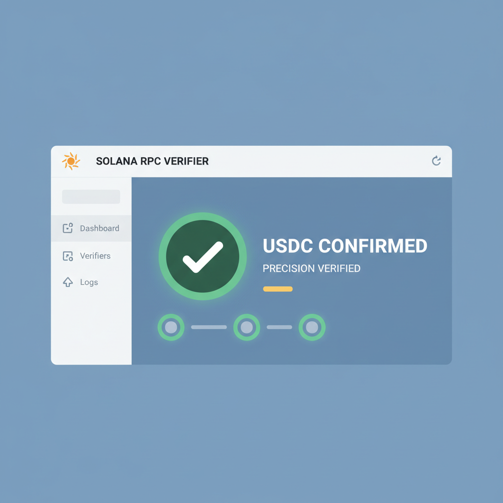 Solana RPC verifier dashboard green check USDC confirmed precise