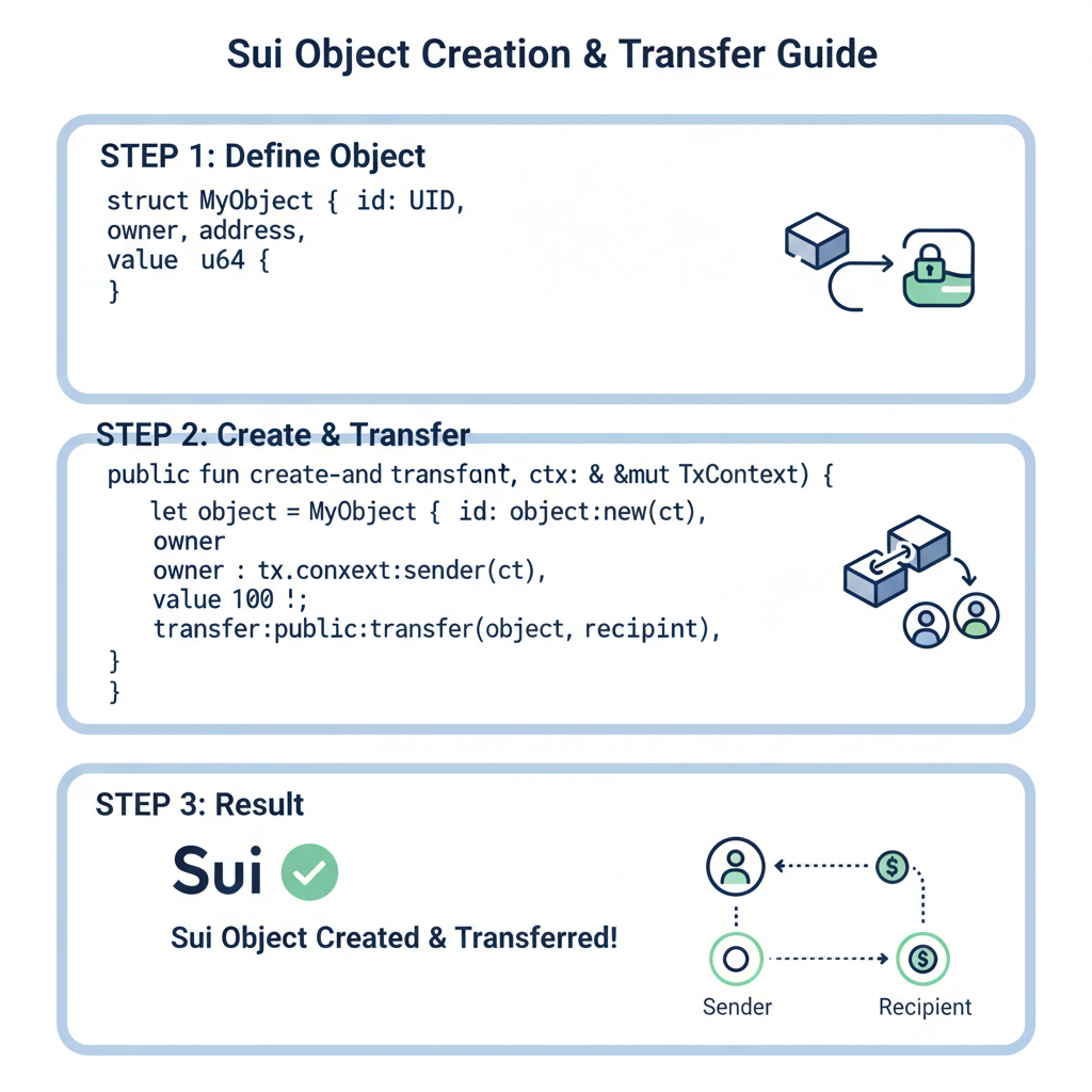 Move code snippet for creating Sui object with transfer, clean code view