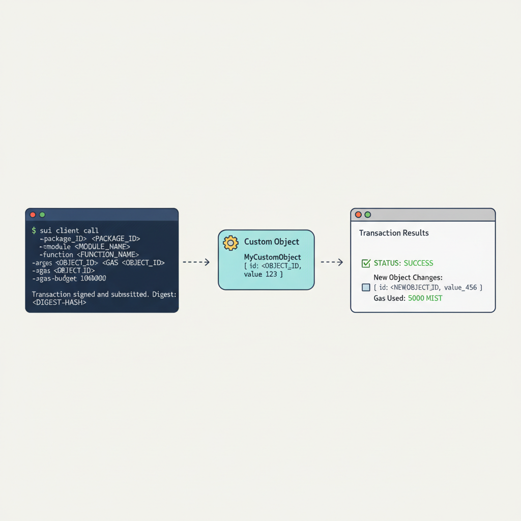 Sui client CLI interacting with custom object, transaction results