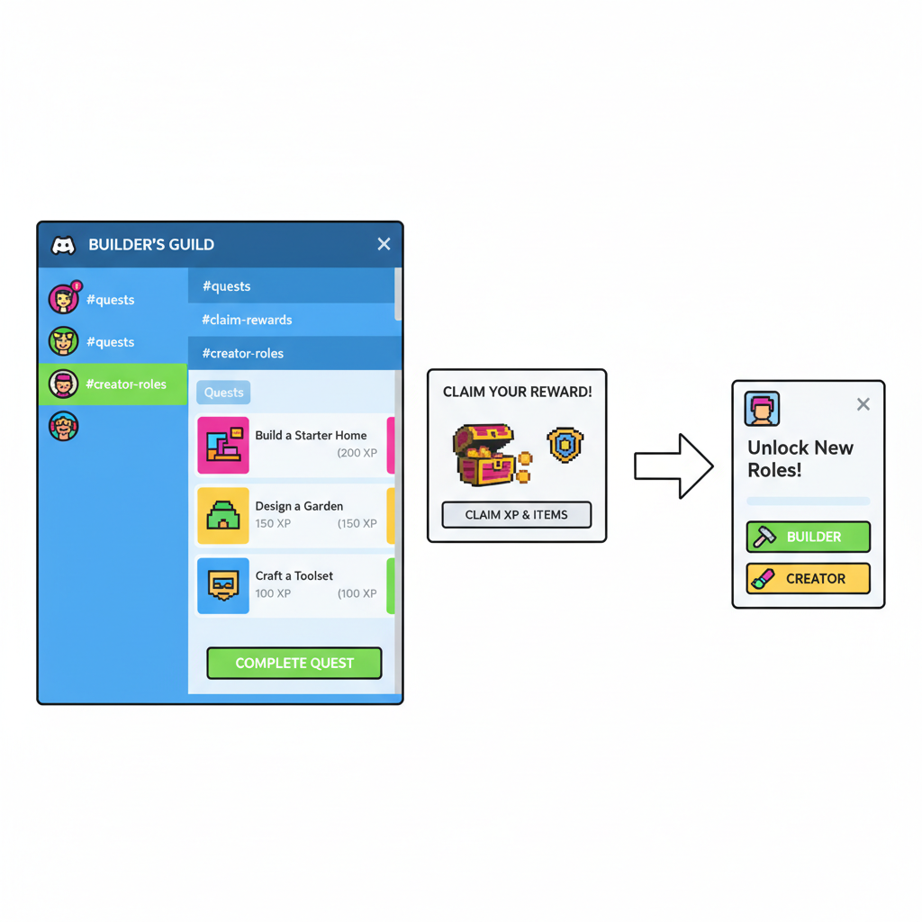 lively discord interface base guild server completing quests claiming builder creator roles