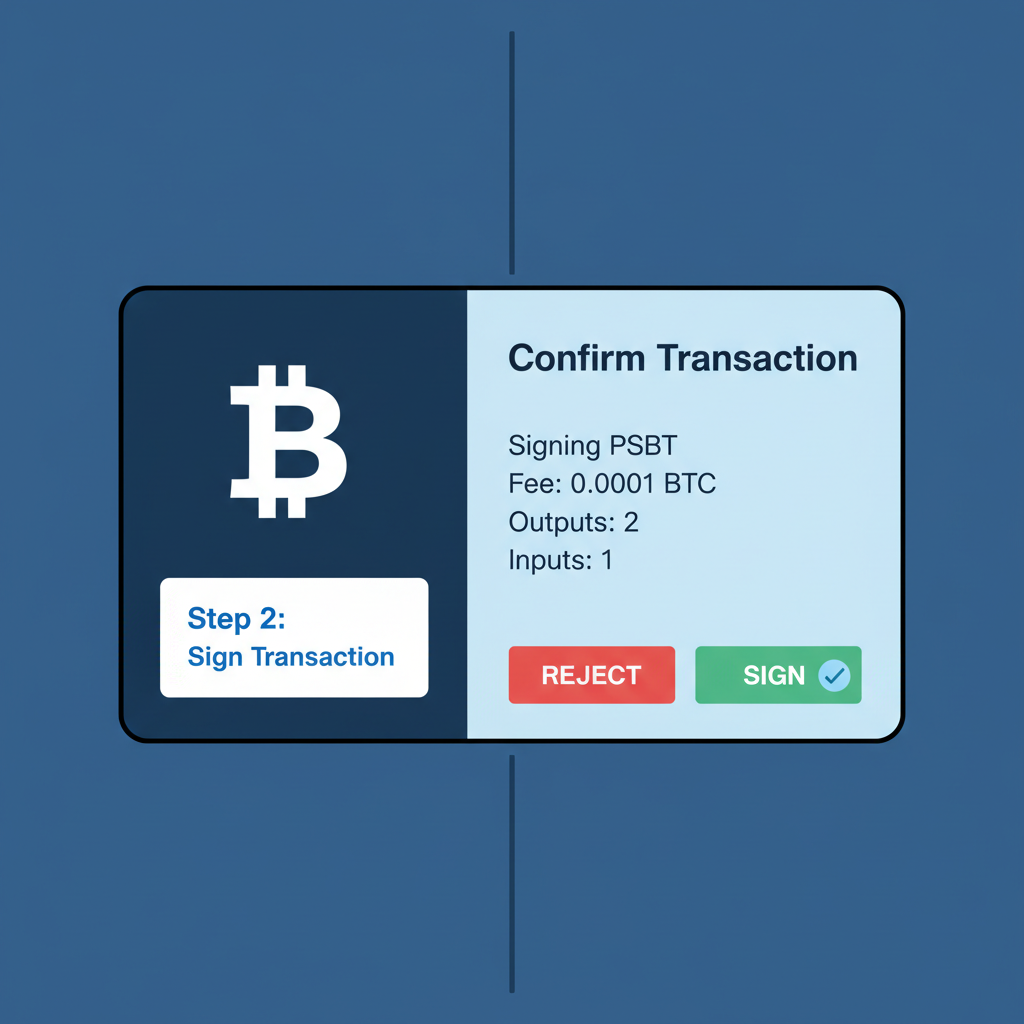 signing bitcoin PSBT transaction, wallet popup confirmation
