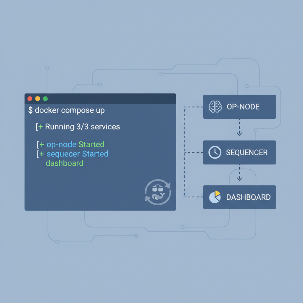 Docker Compose up command starting OP node sequencer dashboard