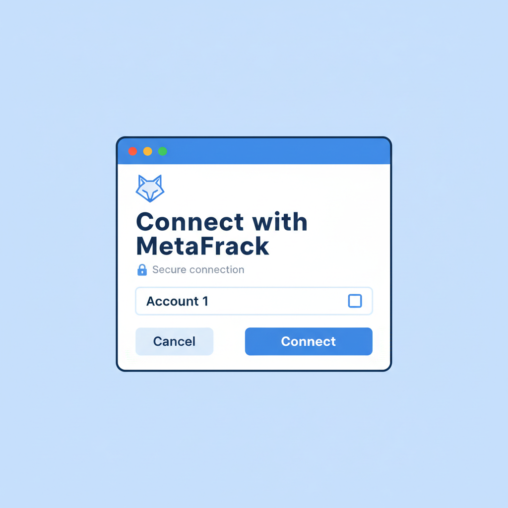 crypto wallet connection interface, MetaMask popup, secure connection prompt, simple blue tones
