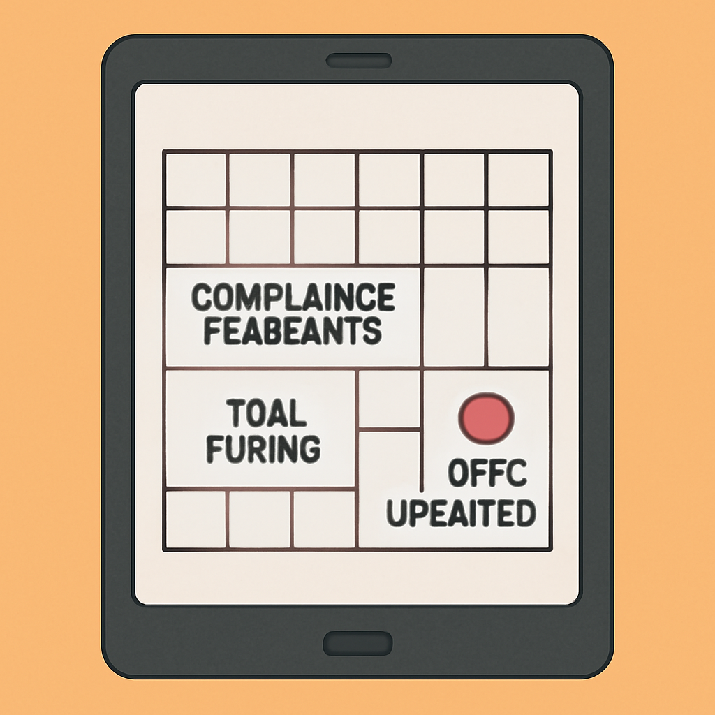 A calendar with compliance reminders, tax forms, and CFTC updates on a digital device.