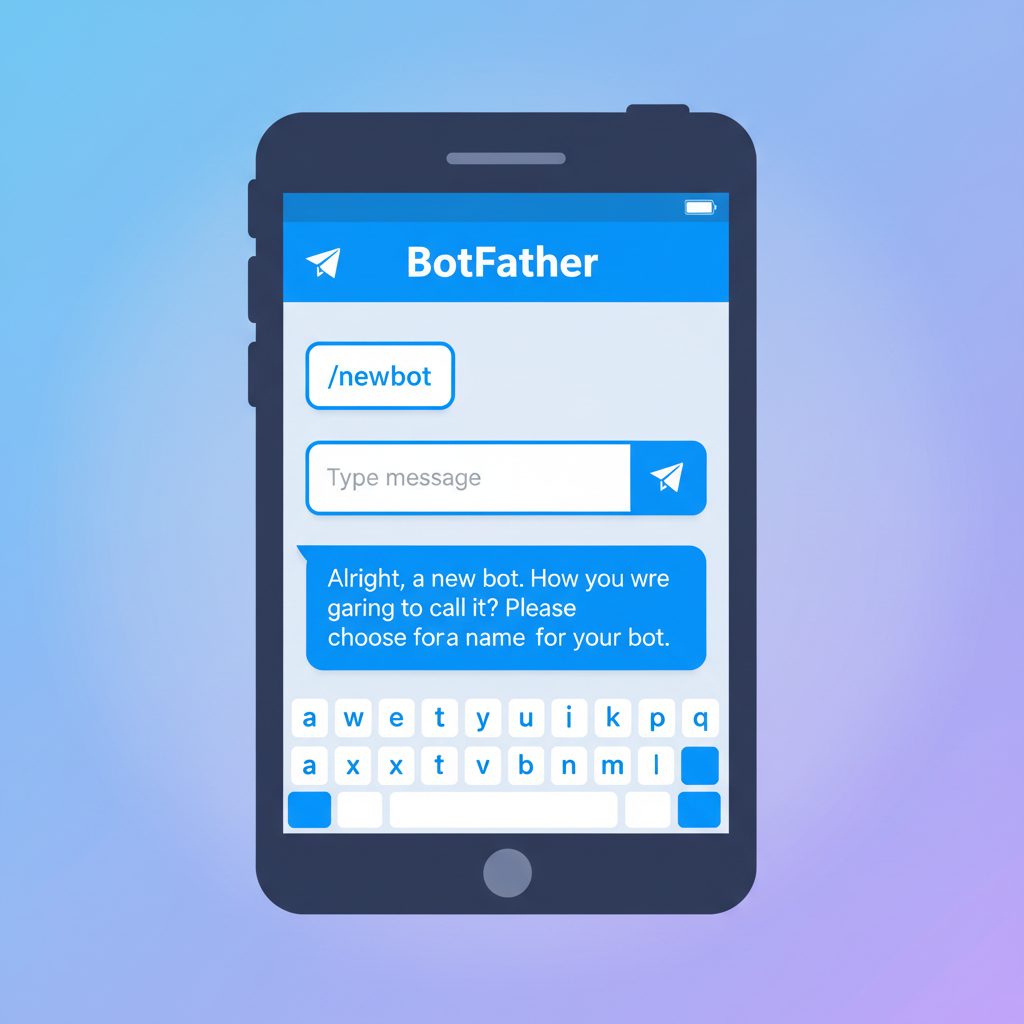 Telegram BotFather chat creating new bot, vibrant mobile interface