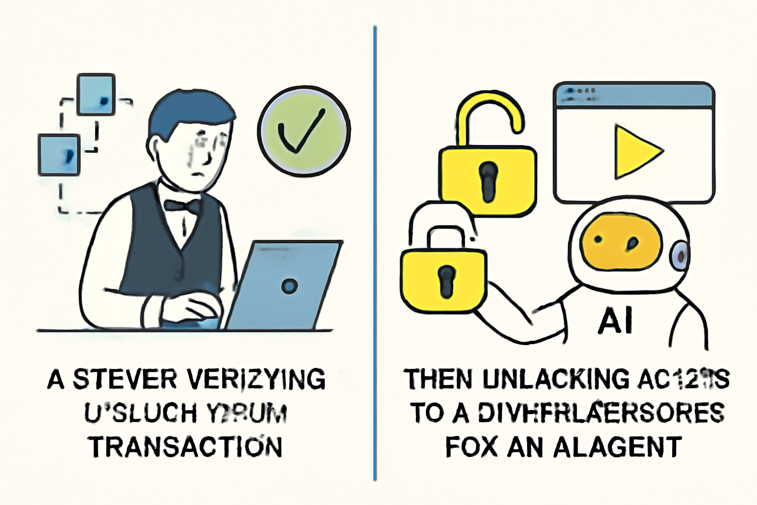 A server verifying a blockchain transaction, then unlocking access to a digital resource for an AI agent.