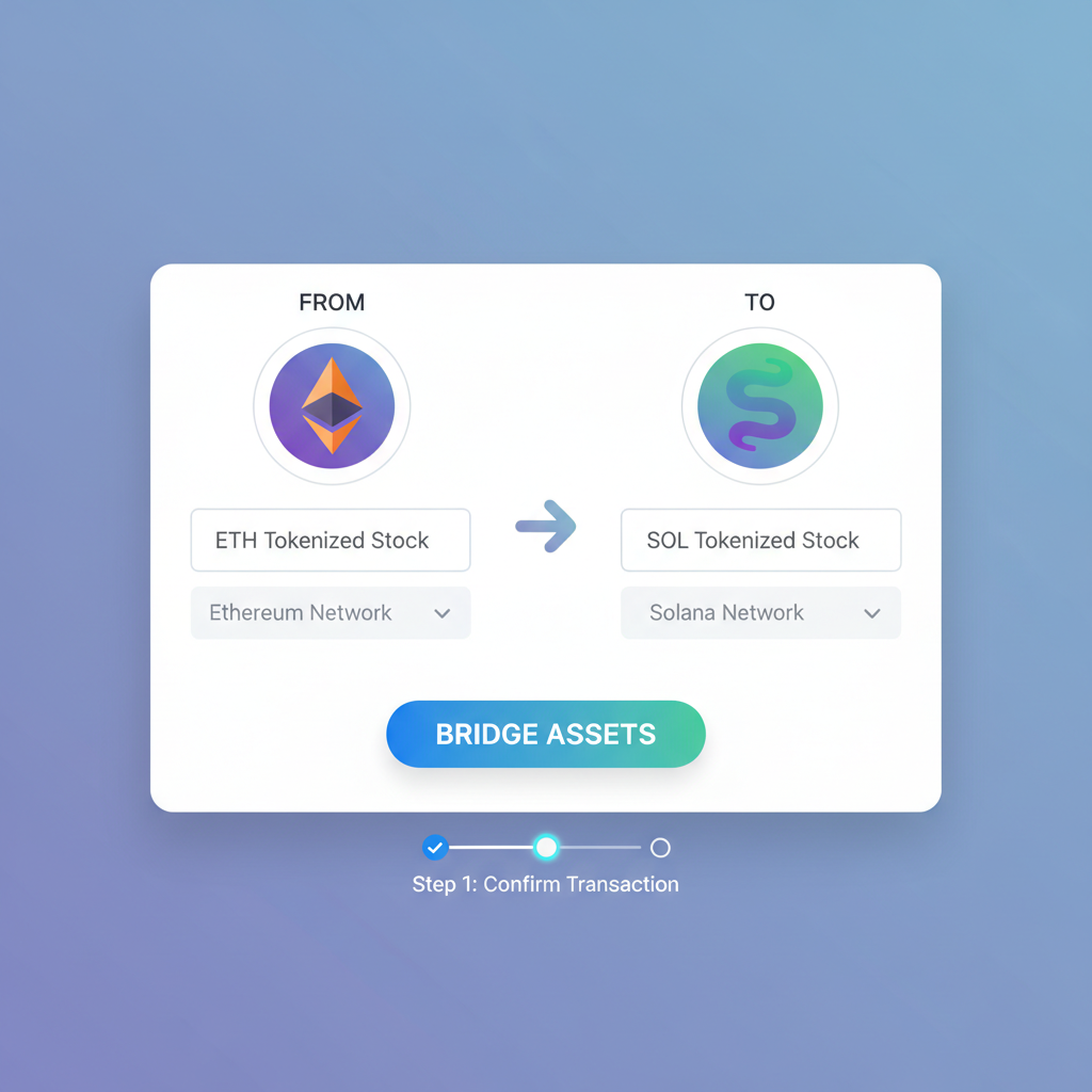 Bridging tokenized stocks from Ethereum to Solana, bridge UI, chain logos