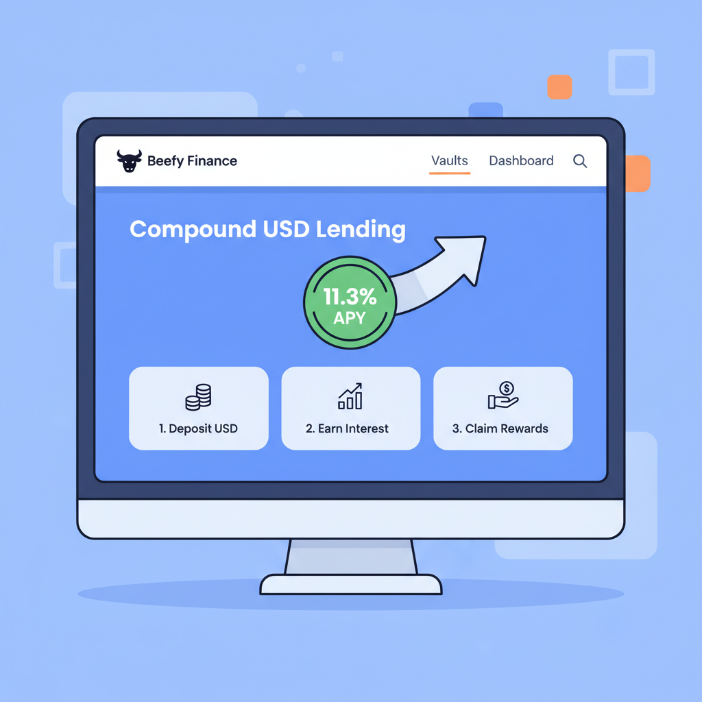 Beefy vault page highlighting Compound USD Lending with 11.3% APY display
