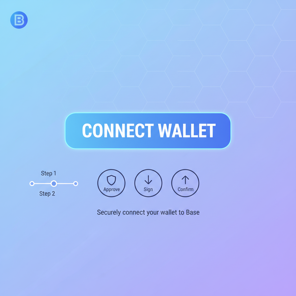 clean DeFi wallet connection screen on Base network, modern UI with connect button